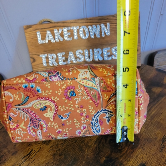 Vintage Talbots Orange Paisley handbag ,beaded ,tortoise Handles - Picture 8 of 11